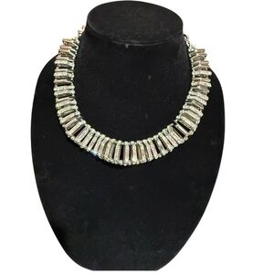 Chico's Kimmy Short Bib Pave Crystal Silver Statement Necklace